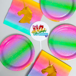 Одноразовая посуда «С днём рождения», единорог