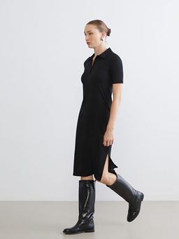 Polo Yaka A Kesim Modal Kar???ml? Elbise