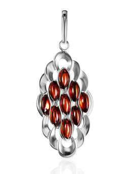 Роскошный кулон с натуральным коньячным янтарём Крылышко