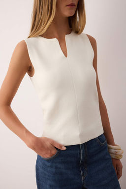 Ekru Merserize Gorunumlu Premium Iplik/Ozel Iplik Triko Ince Bluz TWOAW26BZ00002 - Trendyolmilla фото 3