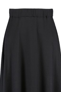 Siyah Volanl? Asimetrik Yuksek Bel Midi Esnek Orme Etek TWOAW20ET0440