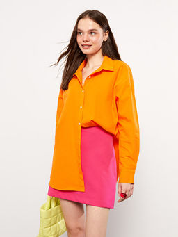 ?nden D??me Kapamal? D?z Uzun Kollu Poplin Kad?n G?mlek