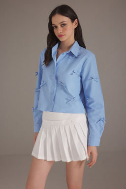 TRENDYOLMILLA Ac?k Pembe Fiyonk Detayl? Gomlek TWOSS25GO00144