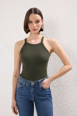 Antrasit-Ekru-Bej-Haki 4lu Paket Vucuda Oturan Crop Esnek Orme Atlet TWOSS25AL00056