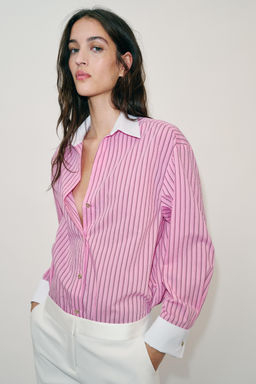 CAMISA POPEL?N RAYAS / Rosa - Zara фото 4