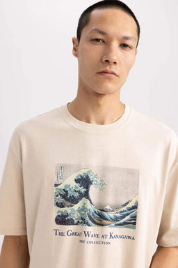 Футболка Art Hokusai Relax Fit с круглым вырезом, 100 % хлопок, с короткими рукавами - Defacto фото 7