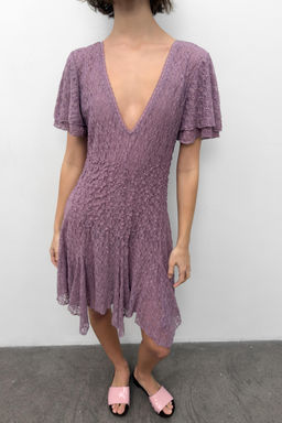 VESTIDO ENCAJE FRUNCES / Lila - Zara фото 2