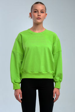 Арт. 15110/1 Свитшот женский укороченный one size (42-50) Цвет:салатовый - Калинка фото 7