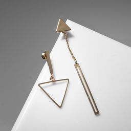 Серьги висячие Геометрия треугольники, цвет золото, 7,5см - Queen fair фото 2