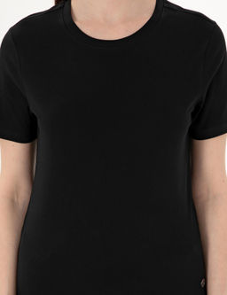 Siyah Regular Fit Bisiklet Yaka Basic Ti__rt