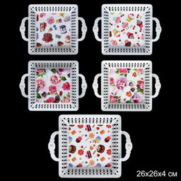 Поднос квадратный с ручками 26 см / JCA508H /уп 60/