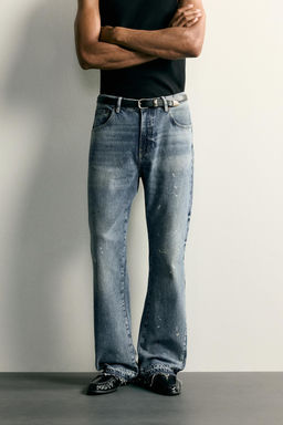 JEANS FLARE FIT EFECTO SALPICADURAS / Azul - Zara фото 2