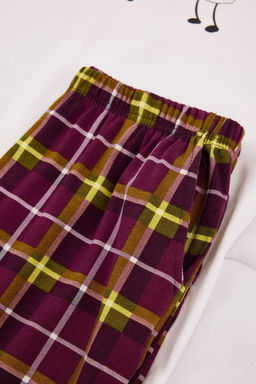 Beyaz Regular Kesim K?sa Kollu Pamuklu Ekose Breakfast Bask?l? Pijama Tak?m? TMNSS26PT00006 - Trendyolmilla фото 2