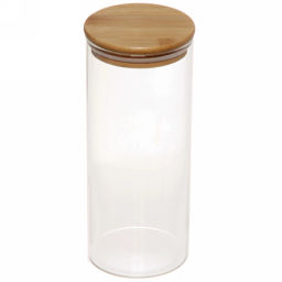 Цена за 2 шт. Банка для продуктов стеклянная 950мл "Хай-Тек" с бамбуковой крышкой 8,5*20см