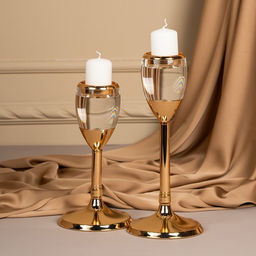 Подсвечник металлический «Безмятежность», стекло, на 1 свечу, цвет золото, 11×11×21 см