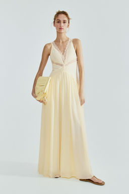 Vestido de gasa con inserciones de encaje - H&m фото 4
