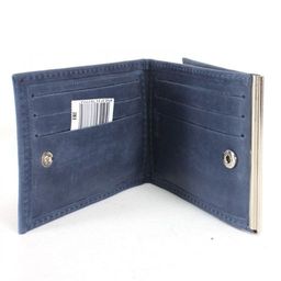 Зажим для купюр Croco-зк-303 (2 кнопки) натуральная кожа синий крейзи хорс (228) 233462  фото 4