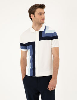 Ekru Slim Fit D__meli Polo Yaka Triko Ti__rt
