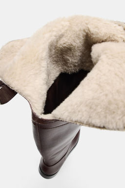 LEATHER BOOTS WITH INTERIOR LINING - Zara фото 2