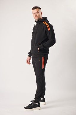 Спортивный костюм М-3118: Пике с начёсом Чёрный / Оранжевый - Relay фото 2