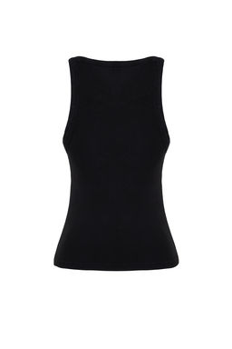 Antrasit Soluk Efektli Vucuda Oturan Halter Yaka Fitilli Pamuklu Esnek Orme Atlet TWOSS24AL00002