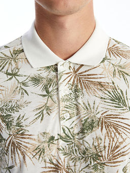 Polo Yaka K?sa Kollu Desenli Penye Erkek Ti??rt