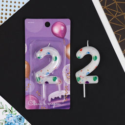 Свеча в торт цифра 2, с шарами - Страна карнавалия фото 2