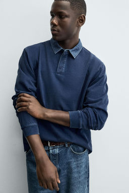 CONTRAST COLLAR POLO SWEATSHIRT - Zara фото 6