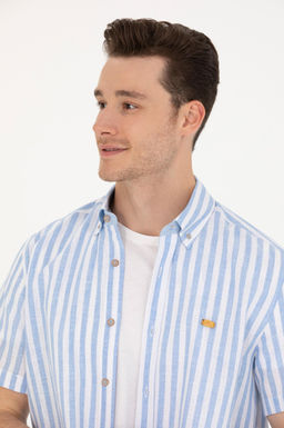 Мужская синяя рубашка с коротким рукавом - U.s. polo assn фото 3