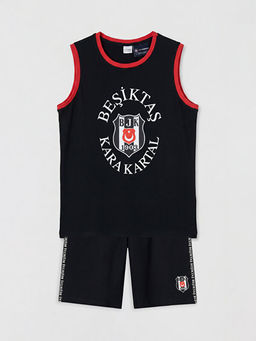 Пижамный комплект Beşiktaş для мальчика с шортами и принтом