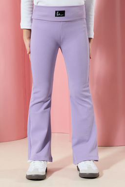 Lila Duz/Basic Flare/Ispanyol Paca K?z Cocuk Esnek Orme Tayt TKDSS24TA00007