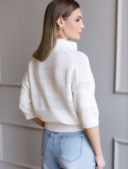 Джемпер фактурной вязки на молнии - Vilatte фото 3