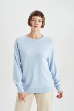 Свитер Relax Fit с круглым вырезом - Defacto фото 3