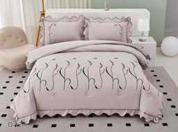 КПБ EFOR COTTONI с одеялом с вышивкой "стебель" (О-12), сиреневый евро