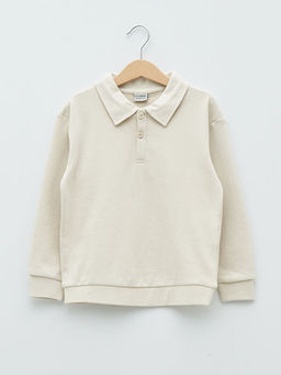 Polo Yaka Basic Uzun Kollu Erkek ?ocuk Sweatshirt