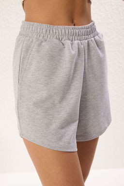 Gri Melanj- Siyah 2Li Paket Relaxed/Rahat Kal?p K?sa Esnek Orme Sort & Bermuda TWOSS25SR00084