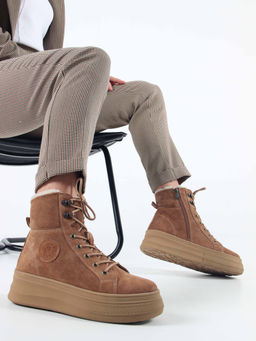 Ботинки 219.warmbr. Светло коричневый/Байка