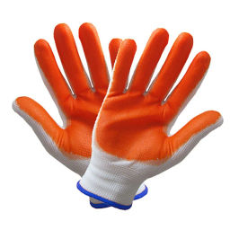 Цена за 12 шт. Перчатки нейлоновые с резиновым покрытием полуоблитые 8 р-р