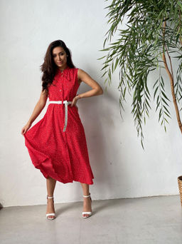 Платье, как из к/ф Красотка, красное в хаотичный горошек - Martichelli фото 34