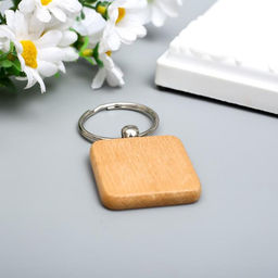 Цена за 12 шт. Деревянный брелок для ключей на кольце под нанесение «Квадрат», закруглённые углы, 4×4 см
