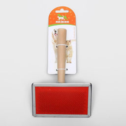 Пуходерка Wood большая широкая без капель, 12 х 19 см, длинная деревянная ручка - Пижон фото 5