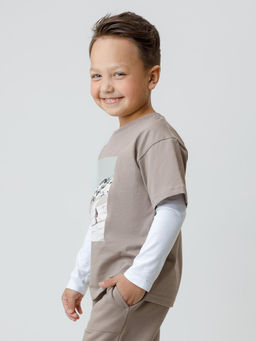 КР 302799/коричневый к624 фуфайка (футболка) для мал