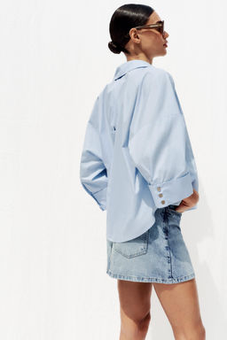 WIDE-SLEEVE POPLIN SHIRT - Zara фото 13