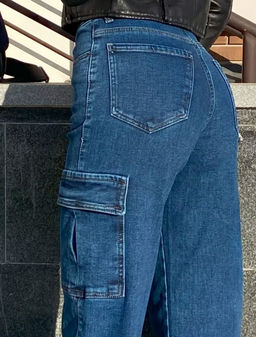 Джинсы трубы карго с карманами