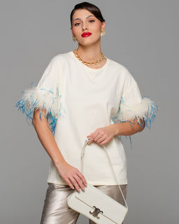 Футболка с перьями страуса FSP006