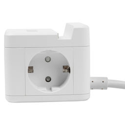 S-GCD2-1,5SBUH WHITE Удлинитель серии Standard, с/з, шнур 1,5м, 2 гнезда, 3 USB, 16А, держатель для телефона. Белый. ТМ Uniel