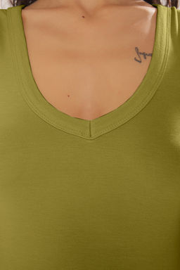 Yag Yesili Fitted/Vucuda Oturan Kolsuz Esnek Orme Atlet TWOSS25AL00022