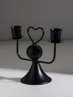 Подсвечник на 2 свечи «Сердечко», d=2.5 см, чёрный, 14×7×12 см