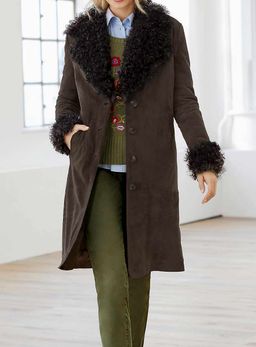 Кожаное пальто, коричневое