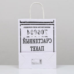 Цена за 2 шт. Пакет подарочный с приколами, крафт Счастливый пакет, белый, 24 х 10,5 х 32 см, 1 шт - UPAK LAND фото 2